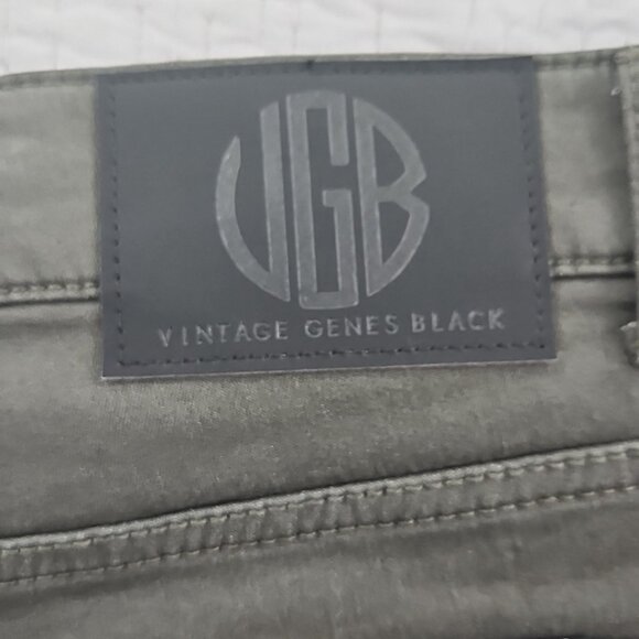 Vintage Genes Black Jeans Men's 36x32 Green French Terry Denim Stretch NWT NEW - Picture 14 of 16